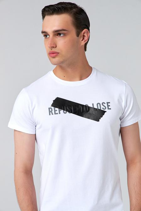 Twn Slim Fit Beyaz Baskılı T-shirt - 8682445724035 | D'S Damat