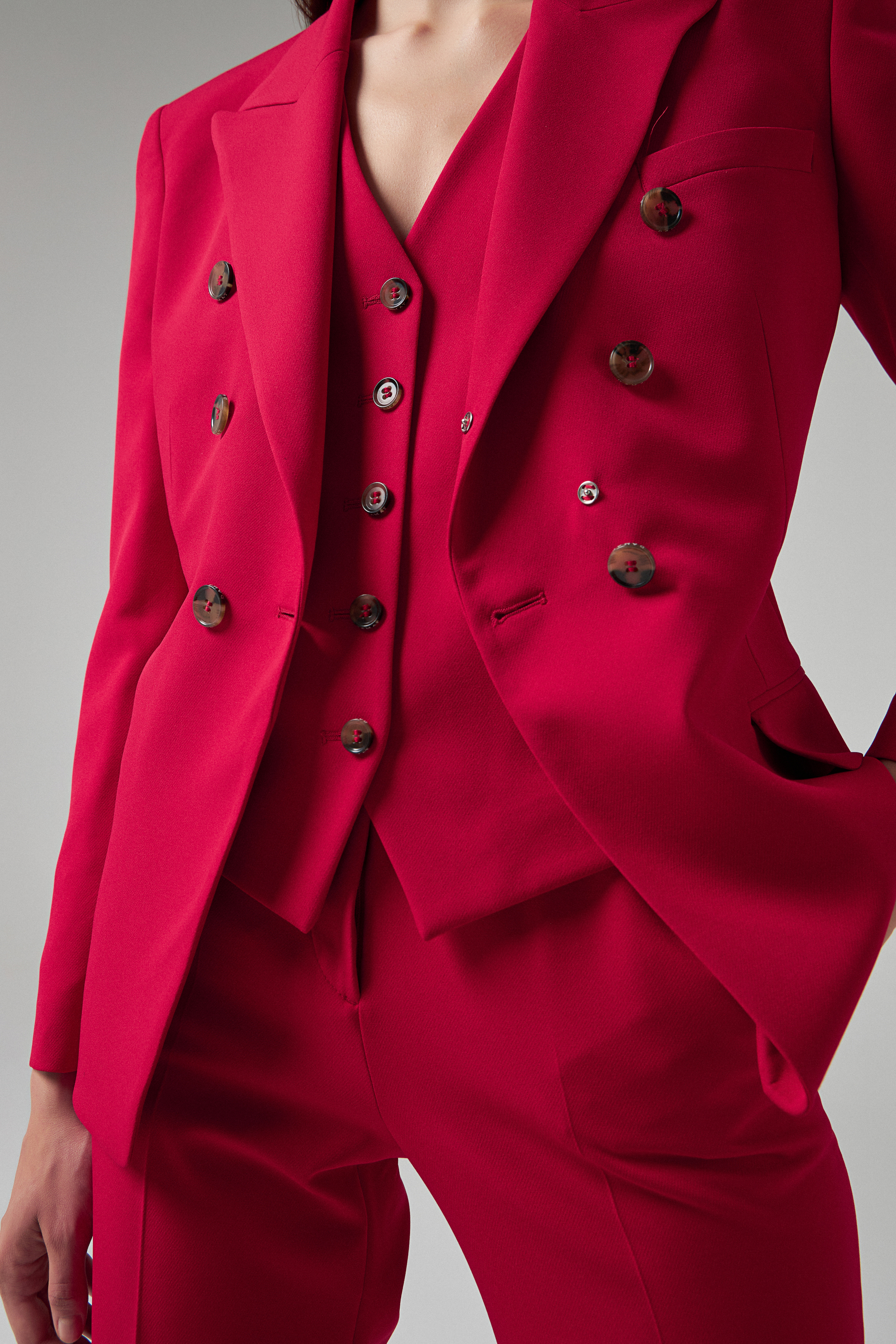 Damat Tween Damat Slim Fit Kırmızı Takim Elbise Yelekli. 5