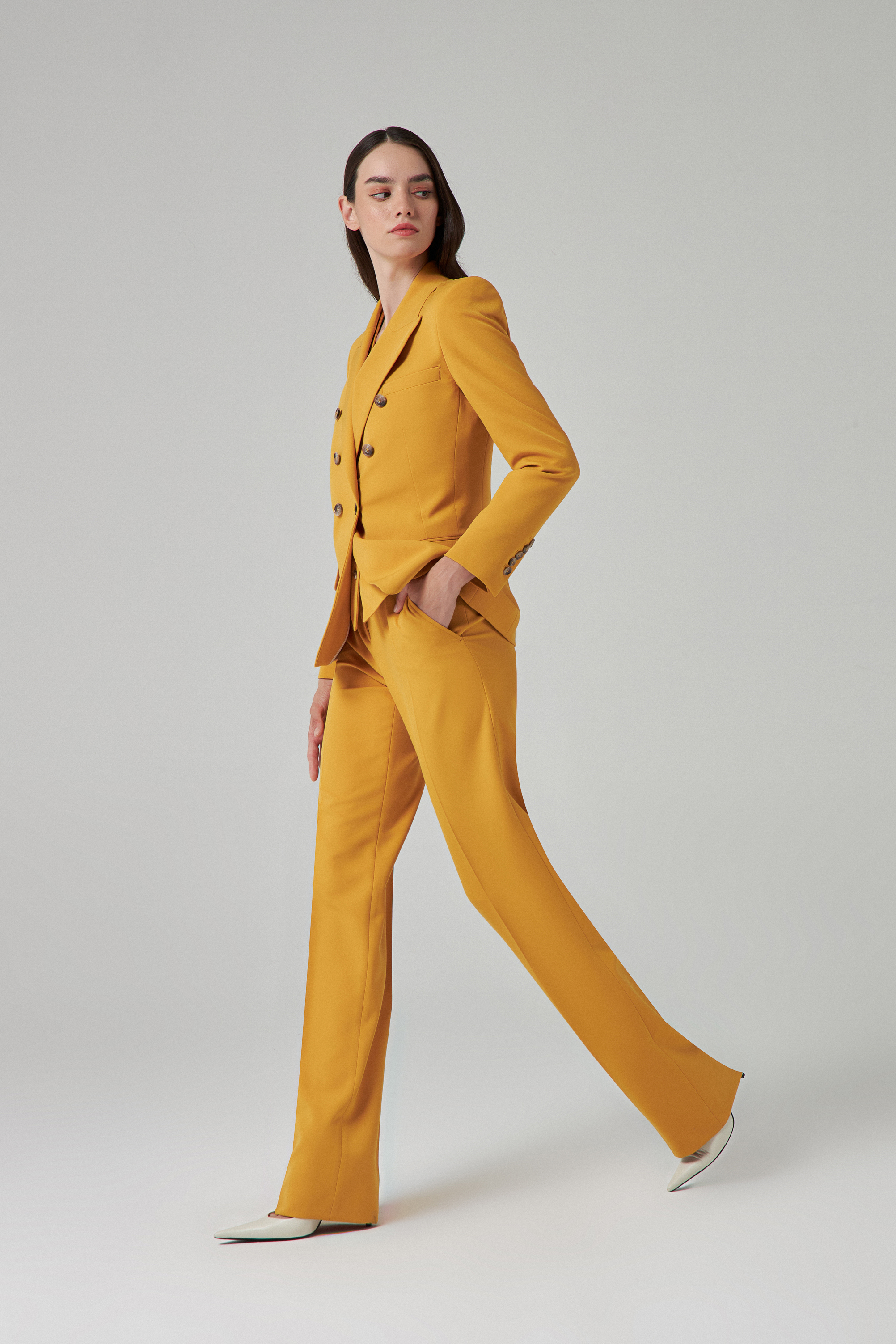 Damat Tween Damat Slim Fit Sarı Takim Elbise Yelekli. 3