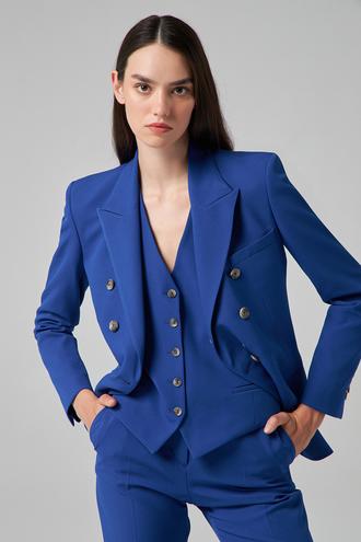 Damat Slim Fit Saks Mavi Takım Elbise Yelekli - 8682365706319 | Damat Tween
