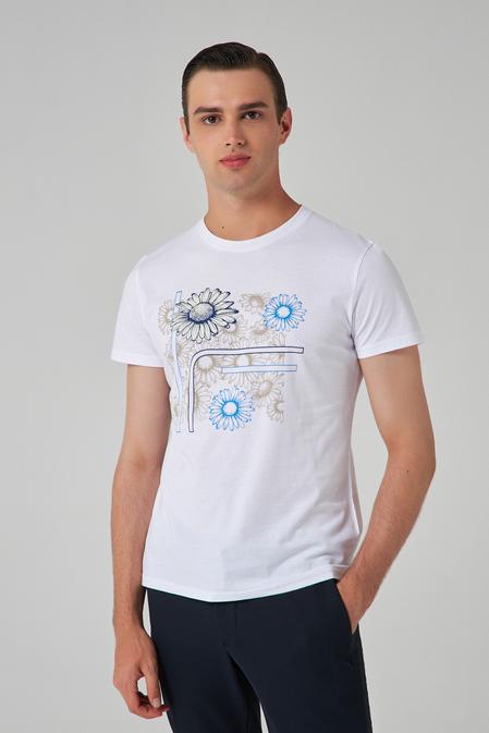 Ds Damat Regular Fit Beyaz Baskılı T-shirt - 8682445723939 | D'S Damat