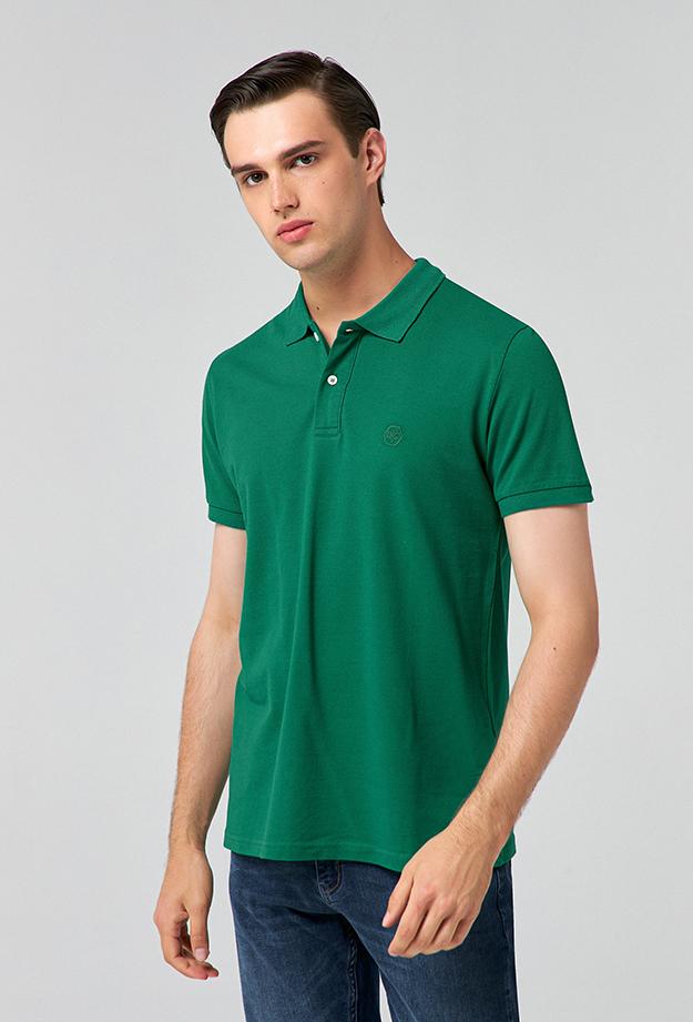 Ds Damat Regular Fit Yeşil Pike Dokulu %100 Pamuk Polo Yaka T-shirt
