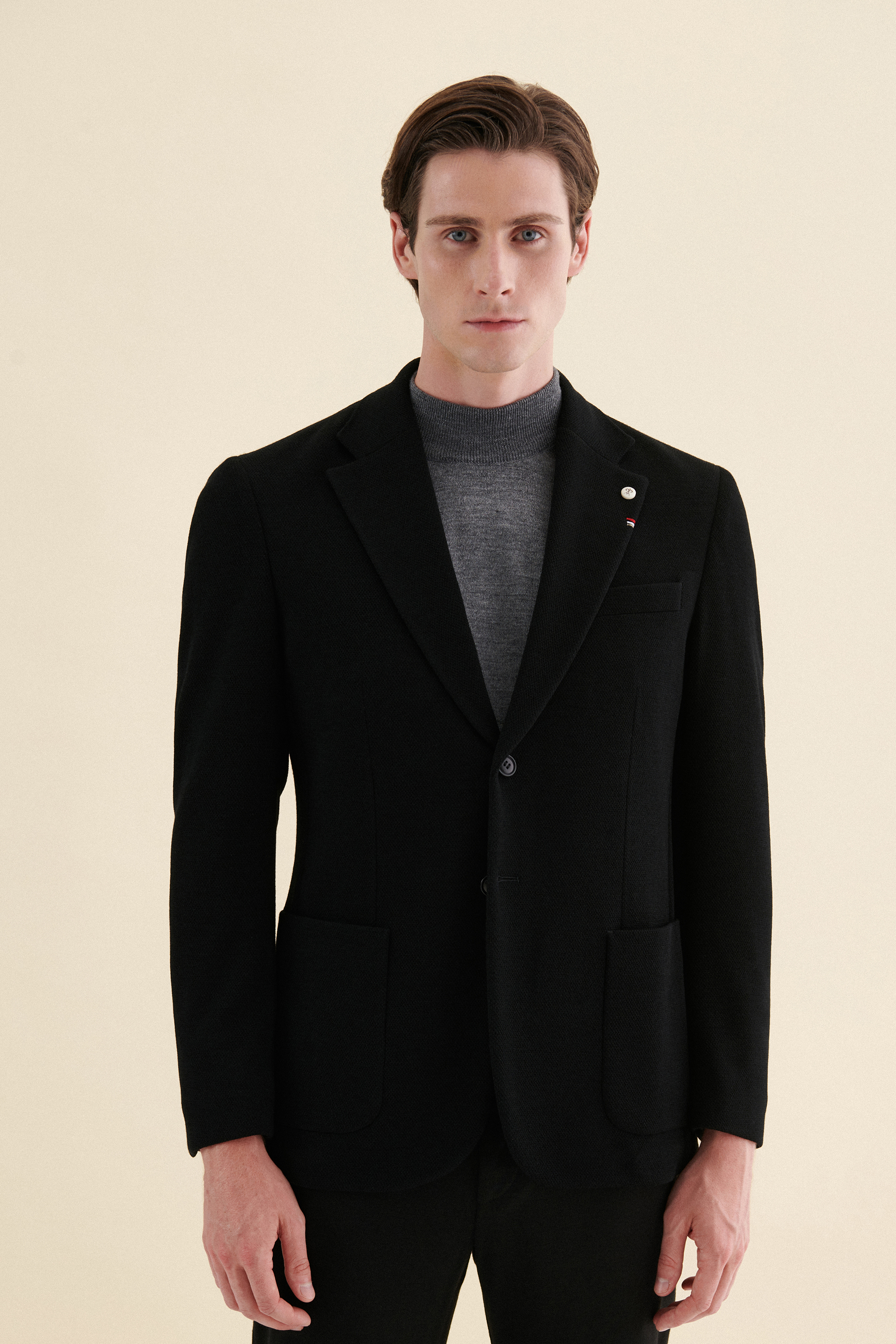 Damat Tween Damat Regular Fit Siyah Düz %100 Yün Kumaş Ceket. 1