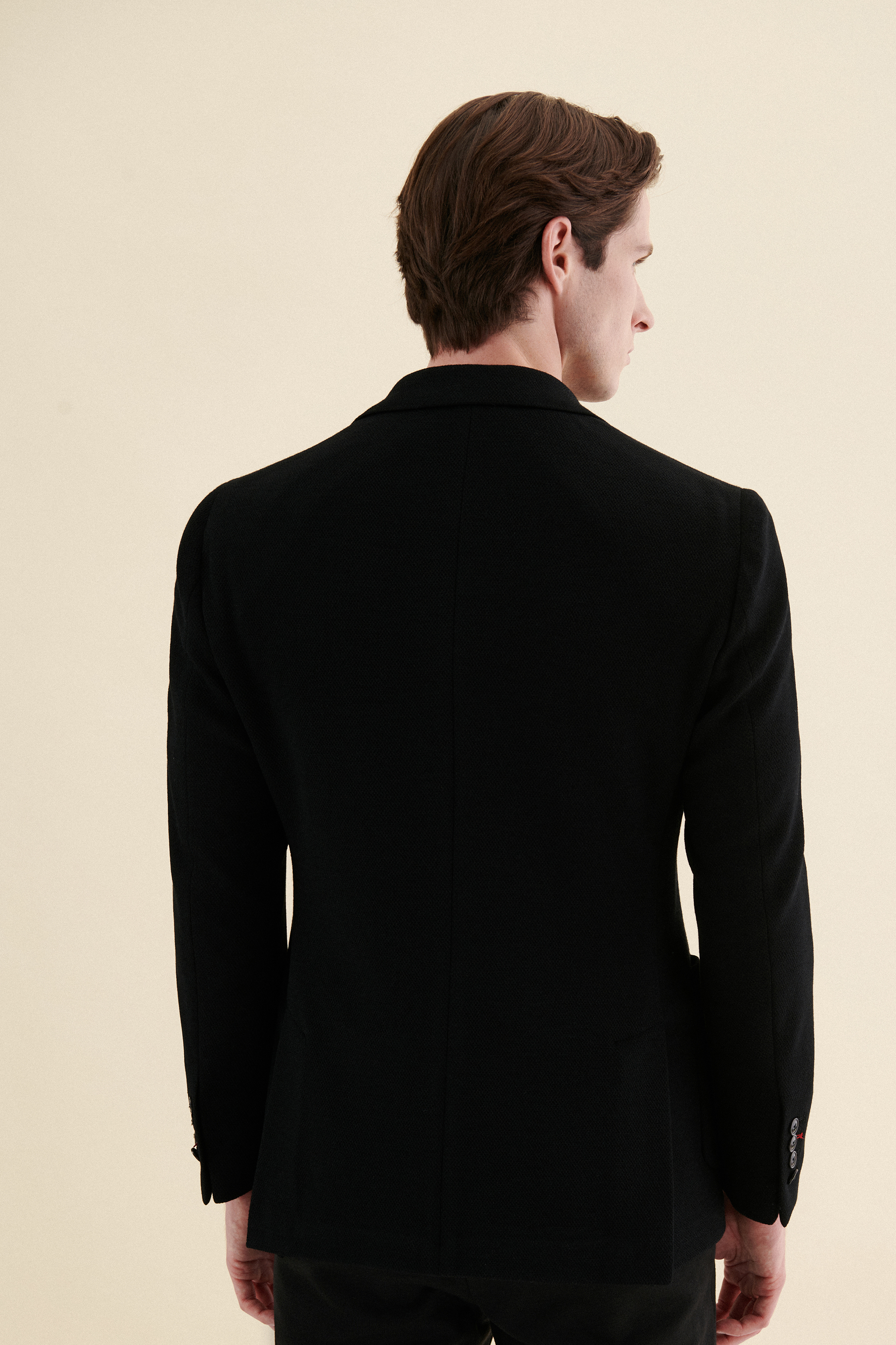 Damat Tween Damat Regular Fit Siyah Düz %100 Yün Kumaş Ceket. 4