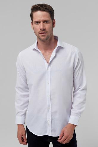 Ds Damat Slim Fit Beyaz İtalyan Yaka Gömlek - 8681779952190 | D'S Damat