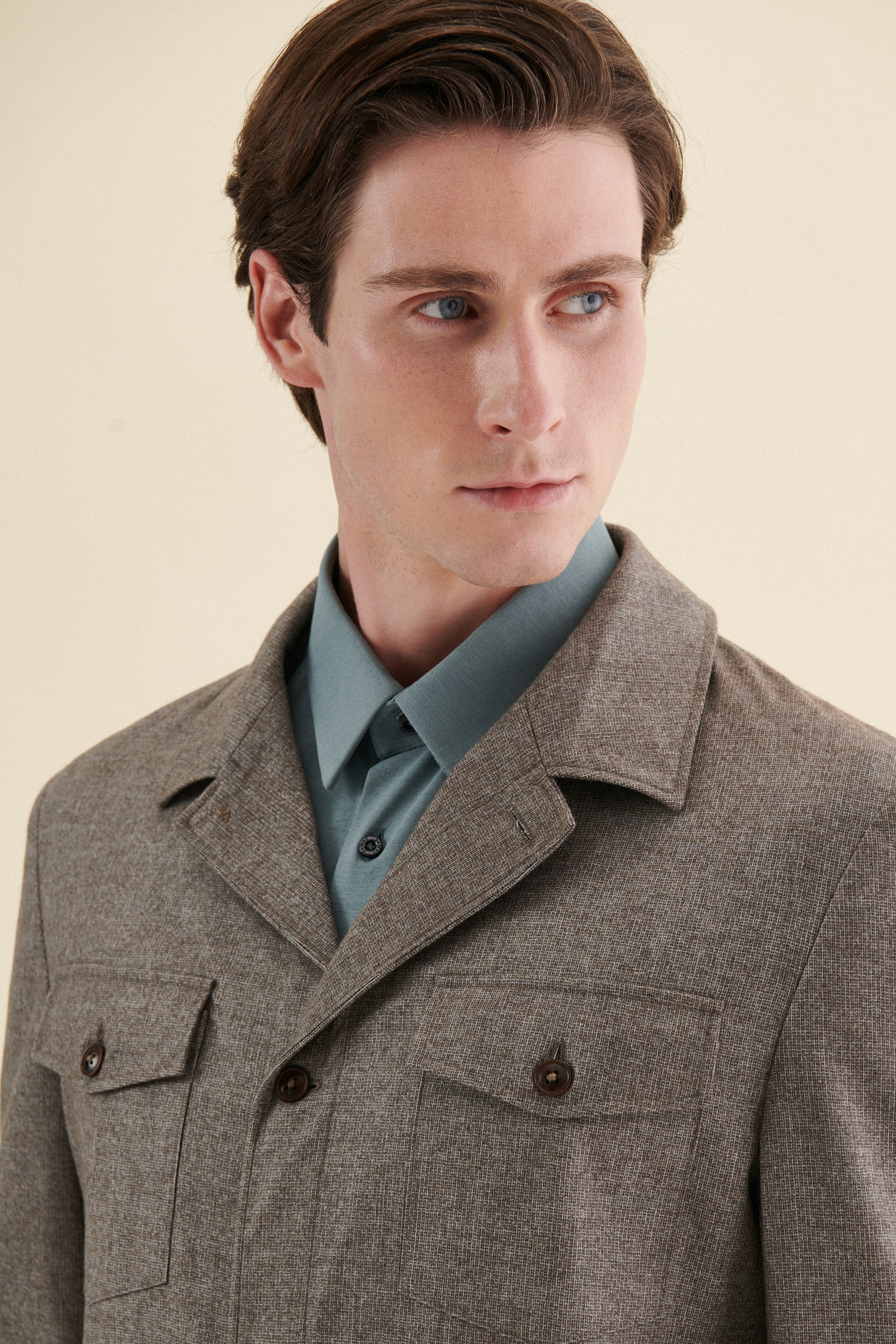 Damat Tween Damat Comfort Kahverengi Düz %100 Yün Kumaş Ceket. 3