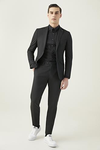 Tween Slim Fit Siyah Düz Takım Elbise - 8682365345839 | Damat Tween
