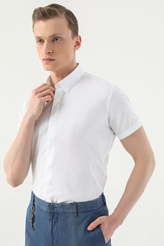 Tween Slim Fit Beyaz Düz Super Stretch Gömlek - 8682365854850 | Damat Tween