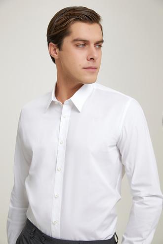 Tween Slim Fit Beyaz Düz Easy Care Gömlek - 8682365592899 | Damat Tween