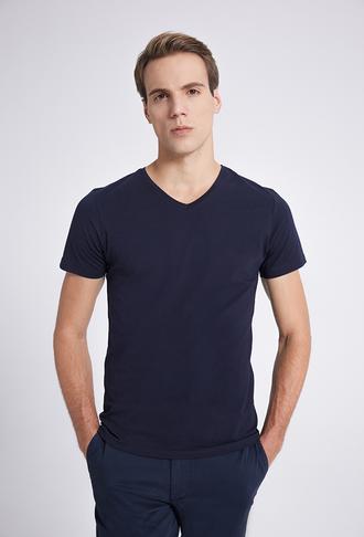 Ds Damat Slim Fit Lacivert T-shirt - 8682060252081 | D'S Damat