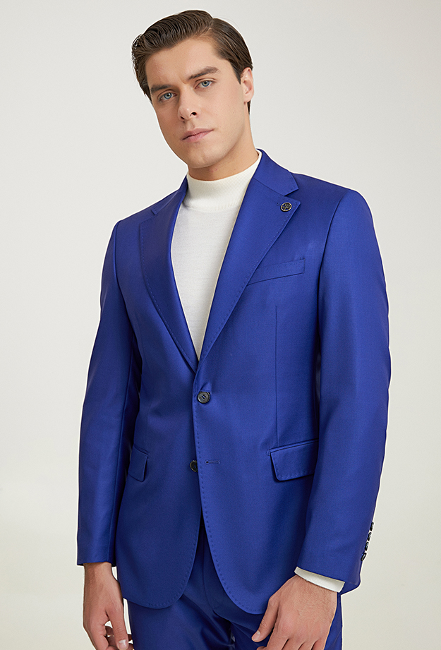 Damat Tween Damat Slim Fit Saks Mavi Düz Takim Elbise. 1