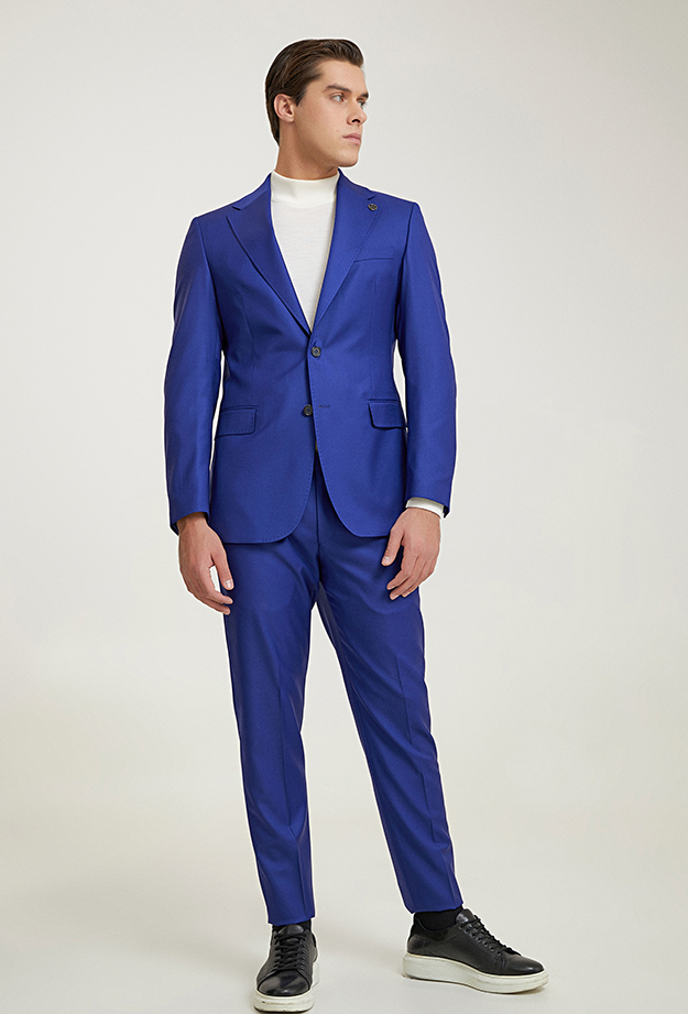 Damat Tween Damat Slim Fit Saks Mavi Düz %100 Yün Takim Elbise. 2
