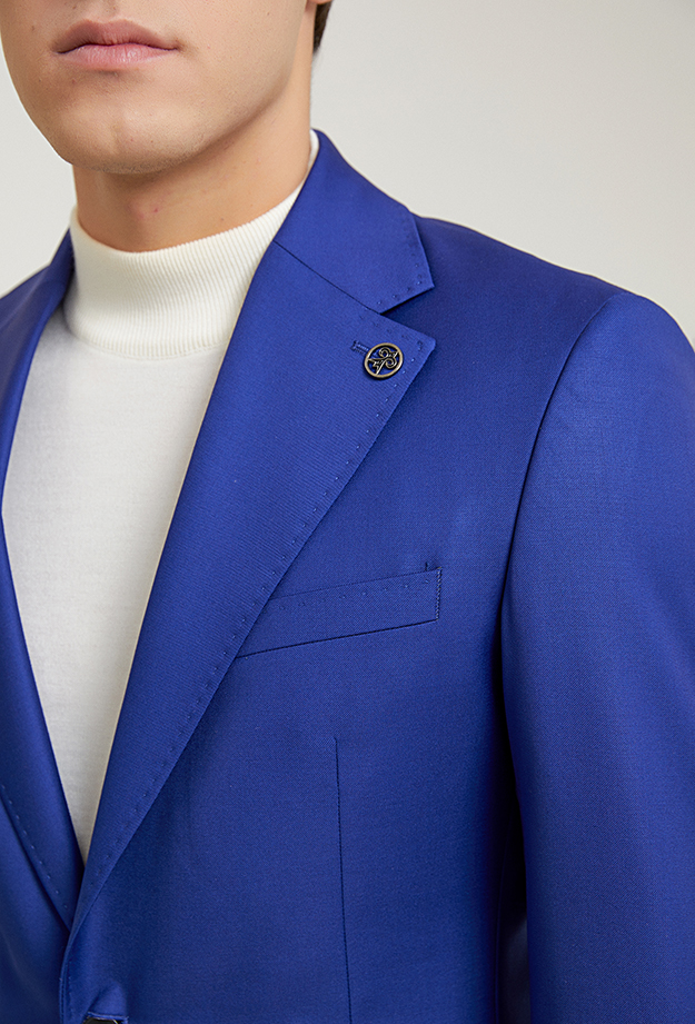 Damat Tween Damat Slim Fit Saks Mavi Düz %100 Yün Takim Elbise. 4