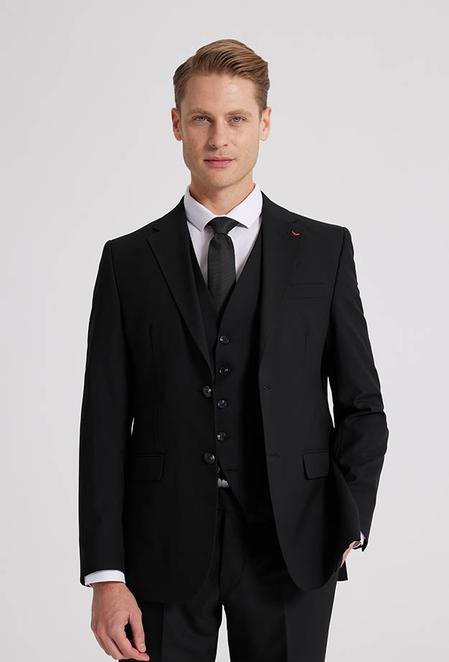 Ds Damat Slim Fit Siyah Takım Elbise Yelekli - 8682060660862 | D'S Damat
