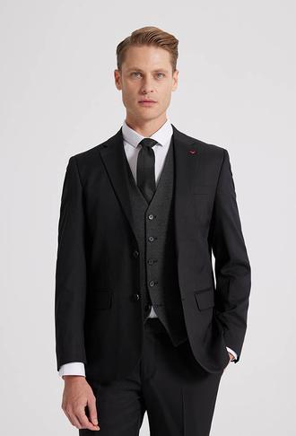 Ds Damat Slim Fit Siyah Düz Kombinli Takım Elbise - 8683578003103 | D'S Damat